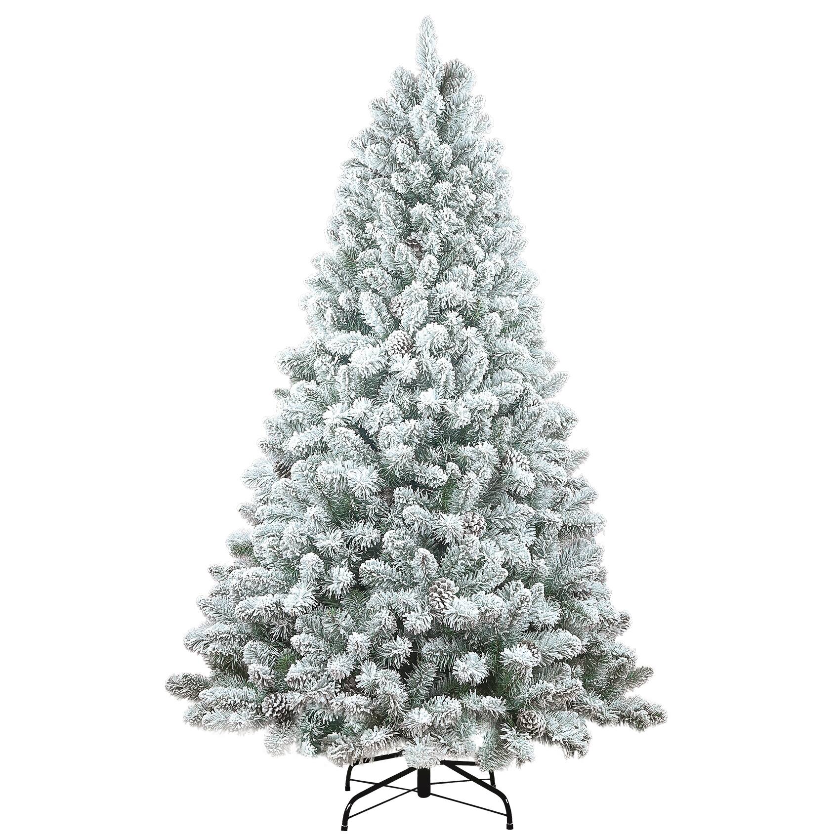 Front. Dexmalle - Dexmalle-6FT Flocked PVC Christmas Tree with 36 Pine Cones,888 Tips-White - White.