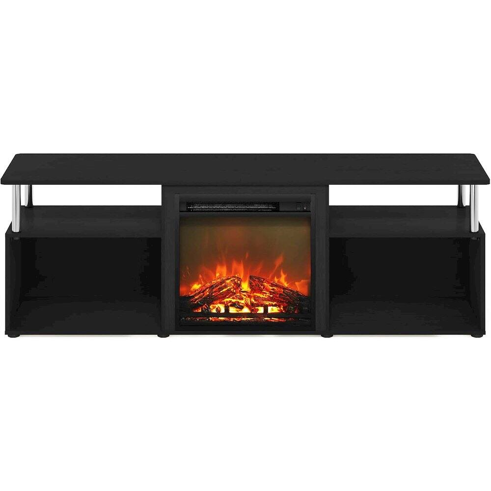 Alt View 3. FurniFact - Black 70 Inch Fireplace TV Stand with Four Shelves and Elegant Electric Insert - Black.