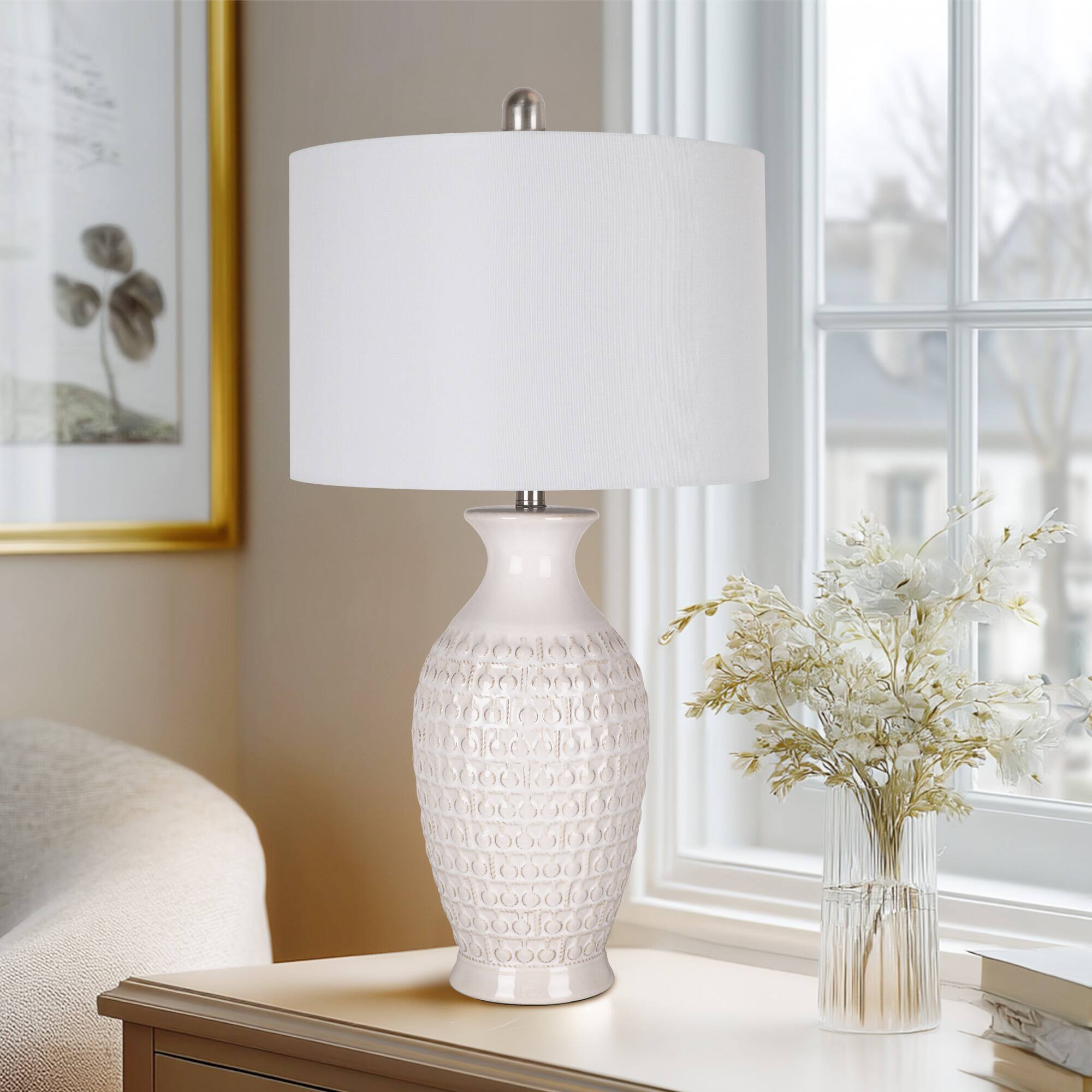 Angle. partphoner - Modern Ceramic Table Lamp - White.