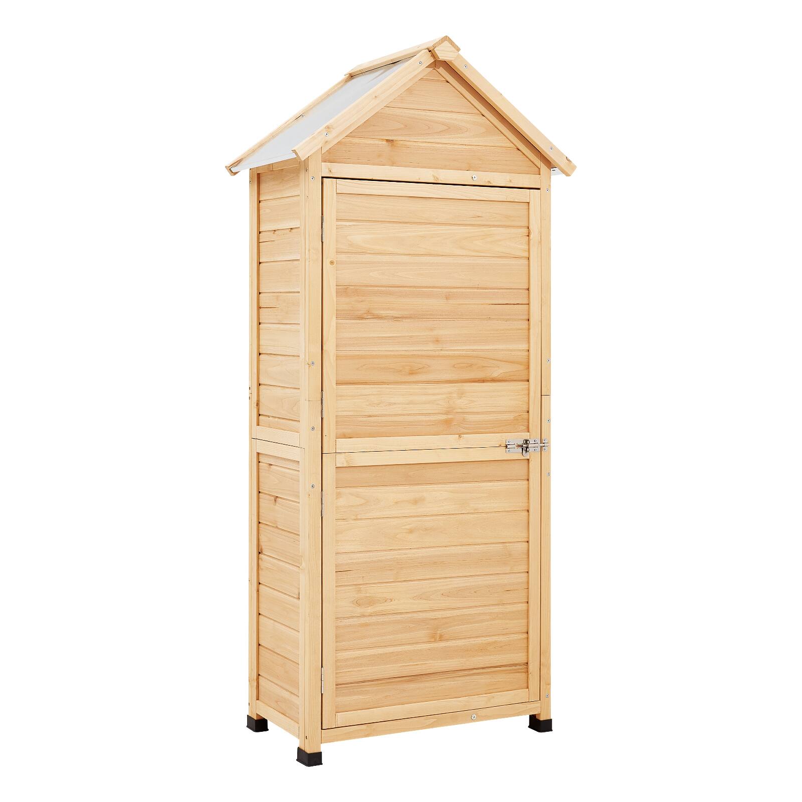 Alt View 5. VEVOR - Outdoor Storage Shed, Large Wooden Outside Storage Shed, Garden Tool Shed with Shelves, Lock, and Floor - Natural wood.