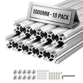 VEVOR - 10PCS 2020 Aluminum Extrusion Profile, 39.37 Inch 1000 mm, T Slot European Standard Anodized Linear Rail - Silver