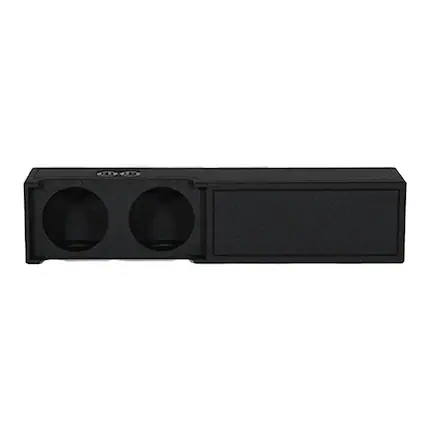 Front. QPower - QPower Dual 10" Ported Sub Enclosure for Dodge Ram Crew Cab & Quad Cab 2019-2026 - BED LINER BLACK.