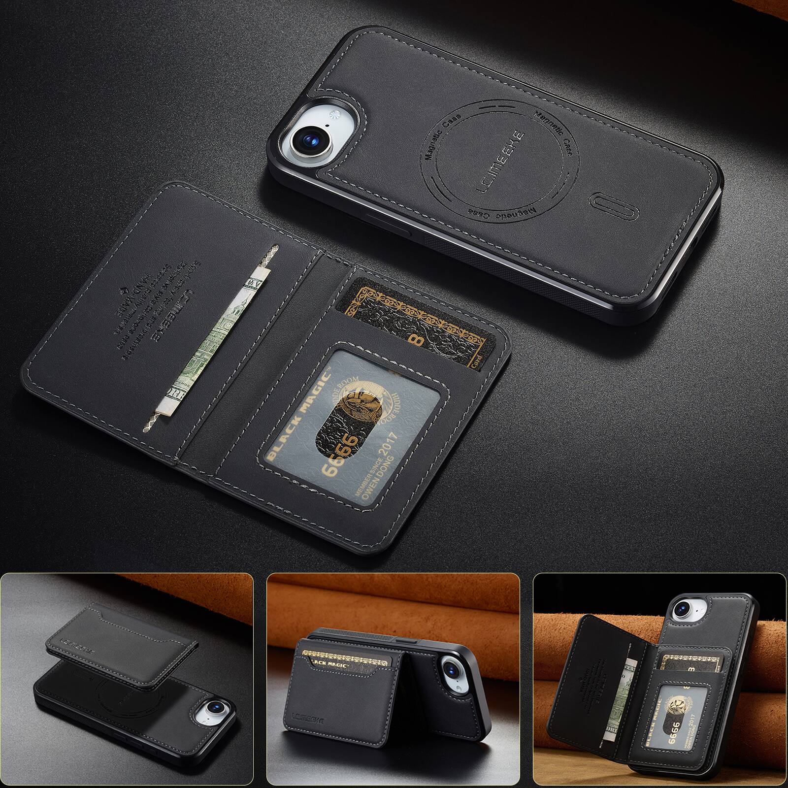 Dteck RFID Blocking Magnetic 2 in 1 Wallet Phone Case for Apple iPhone ...