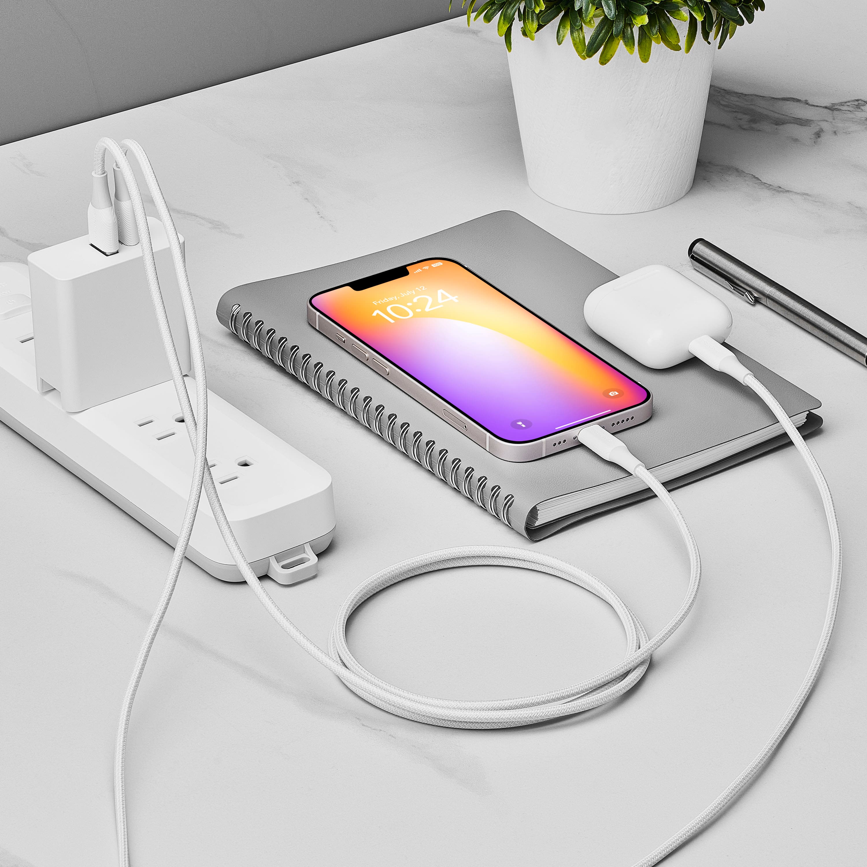 The time displayed on the cell phone is 10:24.