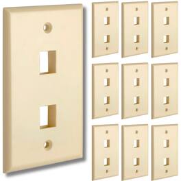 Cmple.com - Cmple - Keystone Wall Plate Cover Ethernet Wall Plates for Modular Inserts, RJ45 Keystone Jack - 10 Pack 2 Port - Ivory