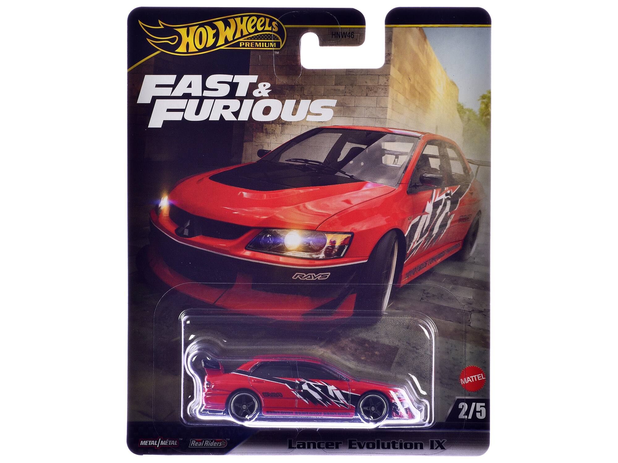 Hot Wheels Premium HNW46 - Fast & Furious RAVS Real Riders - Lancer Evolution IX  
2/5  
Metal/Metal  
Mattel