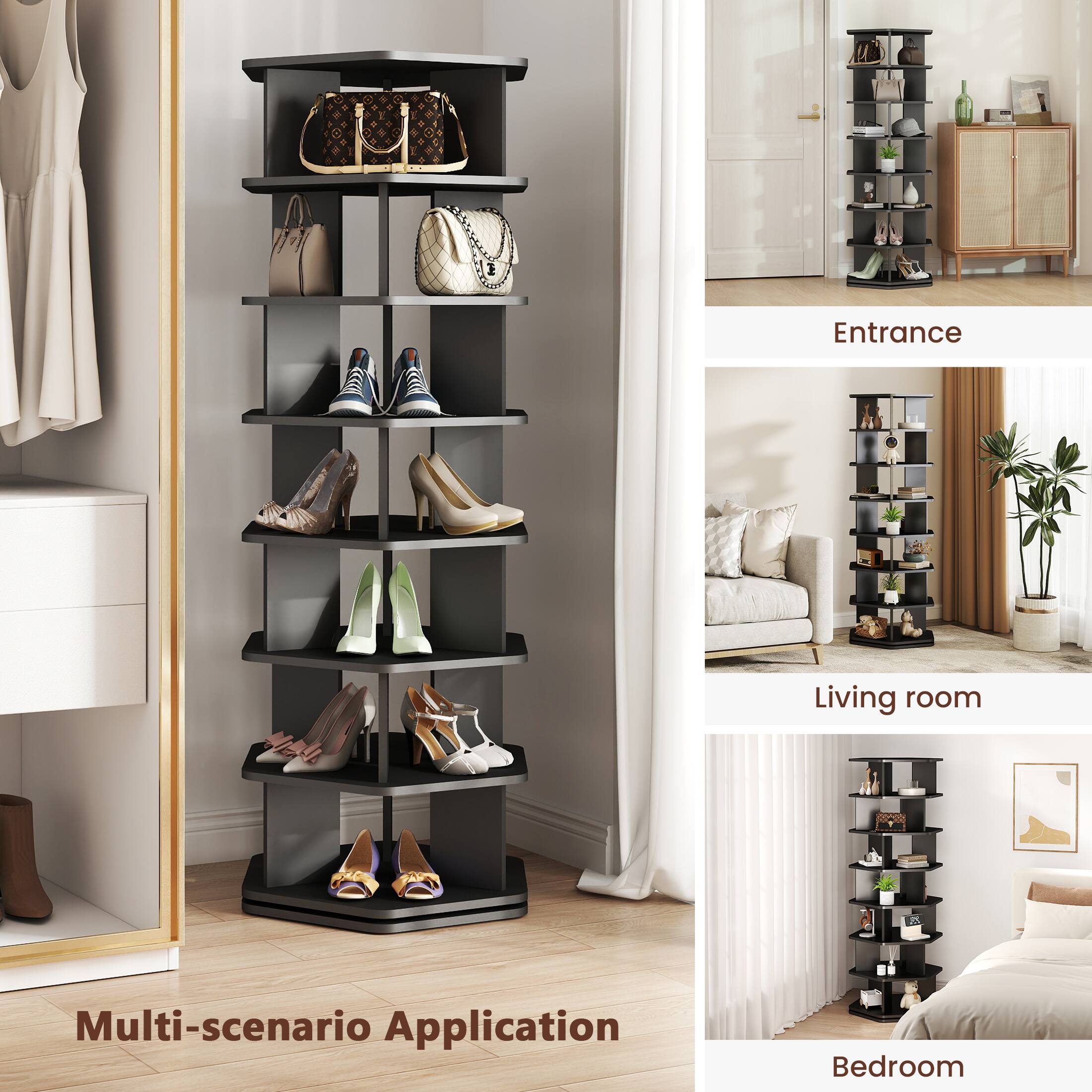 Skyzoo 360° Rotating Shoe Rack 7 Tier Hexagon Spinning Shoe