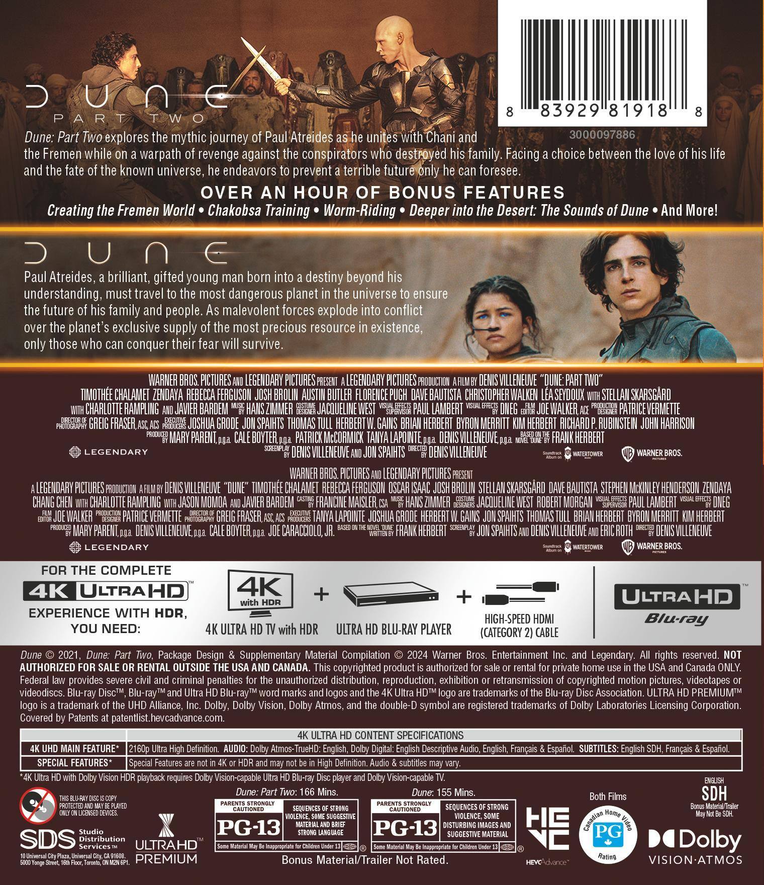 Back. Dune 2 Film Collection (4K Ultra HD) [UHD].