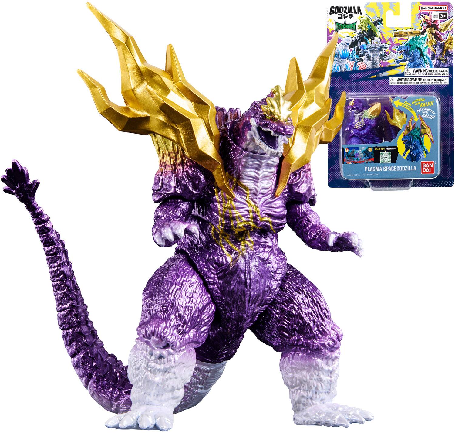 GODZILLA  
Ftazeues BAN SAMO 3  
WARNING R - I 1 - - - i AVERTISSEMENT addaal H : I 1 : : - - -  
KALJUT FECARENIIC - KALPO - - : BAN PLASMA SPACECOOZILLA DAI
