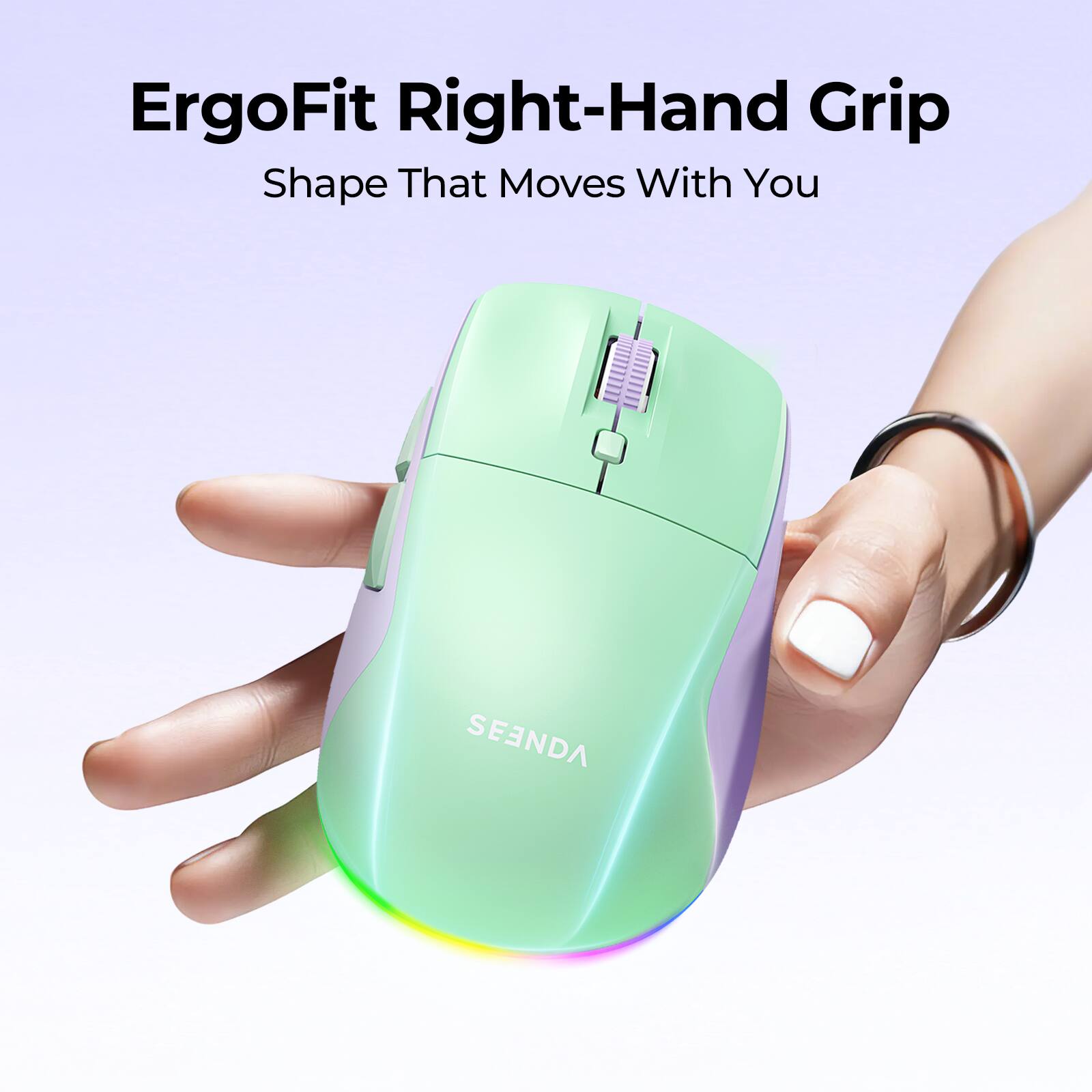 SEENDA MOU110 Wireless Bluetooth Mouse, Rechargeable & RGB Wireless ...