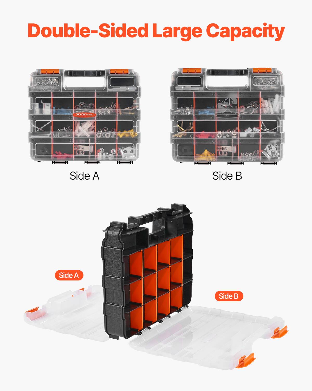 VEVOR Small Parts Organizer, 34 Compartment Double Side Tools