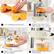 1. CUT ORANGES IN HALVES
2. PLACE THE FRUIT CUT SIDE DOWN THE JUICER
3. HOLD THE JUICER WITH BOTH HANDS
4. PRESS DOWN AND ENJOY FRESHNESS
