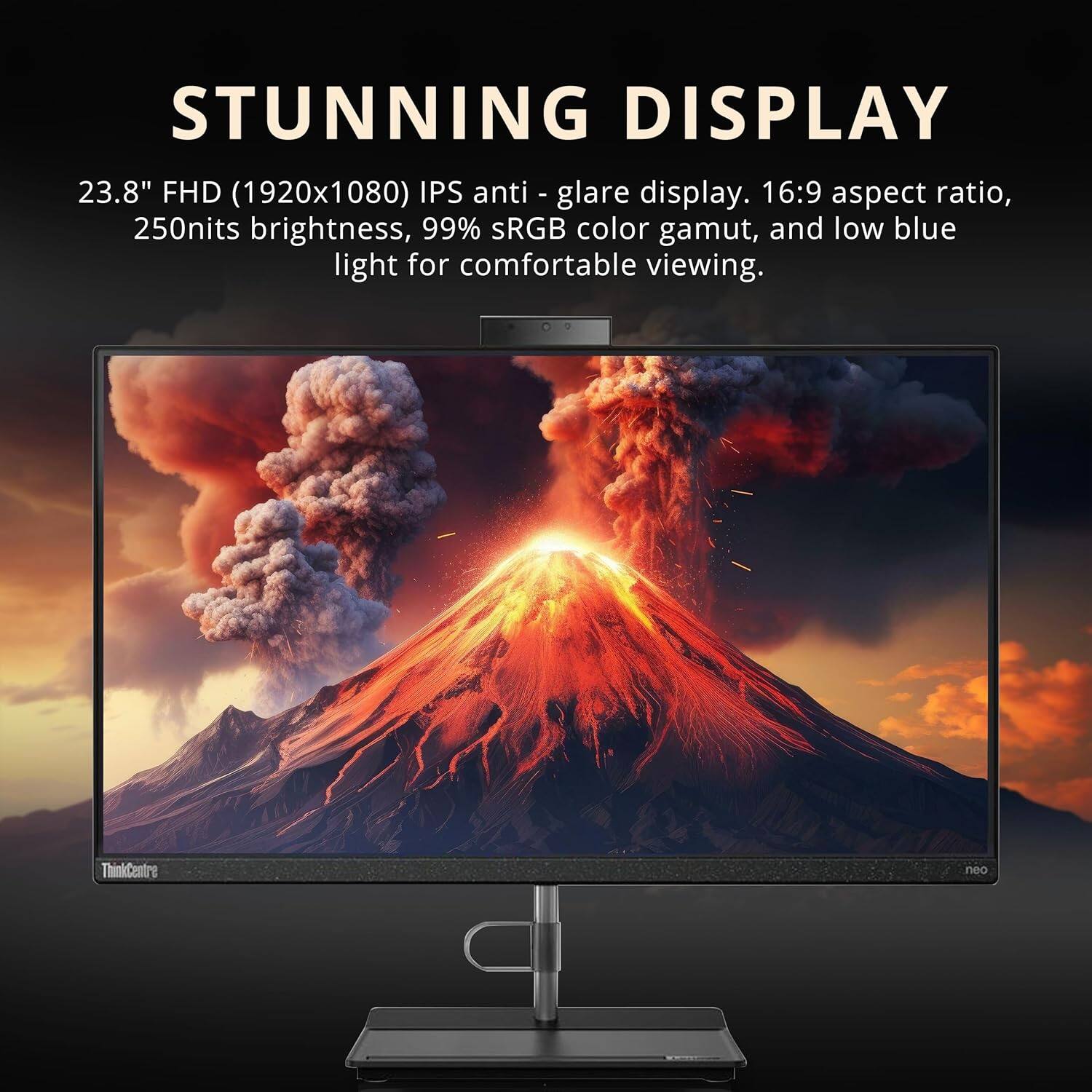 Alt View 3. Lenovo - Lenovo ThinkCentre Neo 30A 23.8" All-in-One Desktop,Intel i7-13620H,16GB DDR5,512GB SSD+288GB Dock Set,Win 11 Pro,Black - Black.