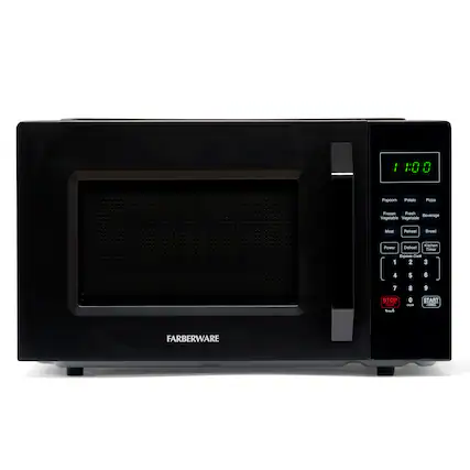 1 10 0 Popcorn Potato Pizza Frozen Fresh Beverage Vegetable Vegetable Meat Reheat Bread Power Defrost trhun Timer 1 2 3 4 5 6 7 8 9 0 STOP OP - 0 - START - FARBERWARE