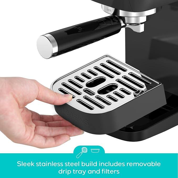 Lock SABREWS Sleek stainless steel build includes removable drip tray and filters