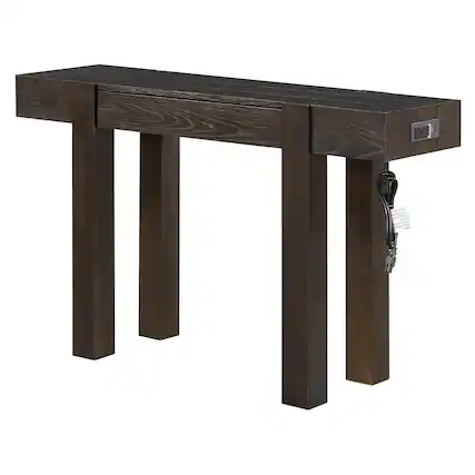 Front. Forest'nSky - Espresso Sideboard Buffet Cabinet Console Table with Hidden Drawer, Side Power Outlet - Black.