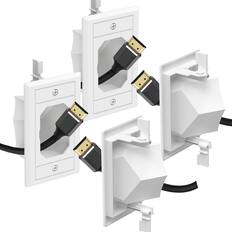 Front. Fosmon - 2-Pack Single Gang Recessed Low Voltage Cable Plate, 1-Gang Pass Through Low Voltage Wires, Cord Hider for Wall Mount TV - White.