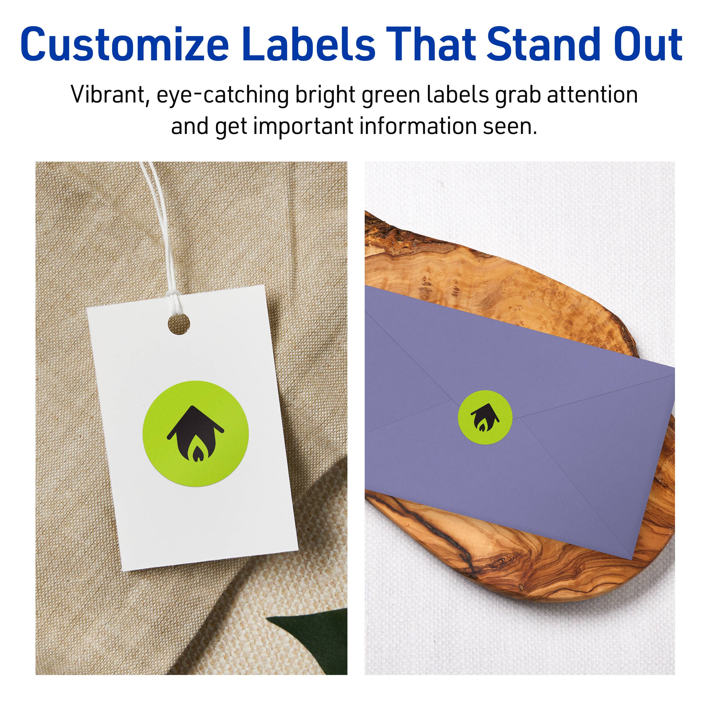 Customize Labels That Stand Out

Vibrant, eye-catching bright green labels grab attention and get important information seen.