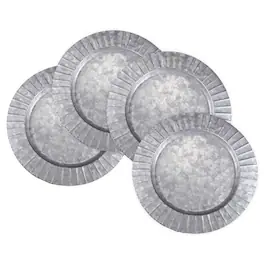 Jay Import - Set of 4 Galvanized Ribbed Charger Plate 13"D - Silver