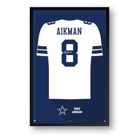 Sporticulture - Troy Aikman Dallas Cowboys Framed 27" x 39" Retired Jersey Art Print - Multicolor
