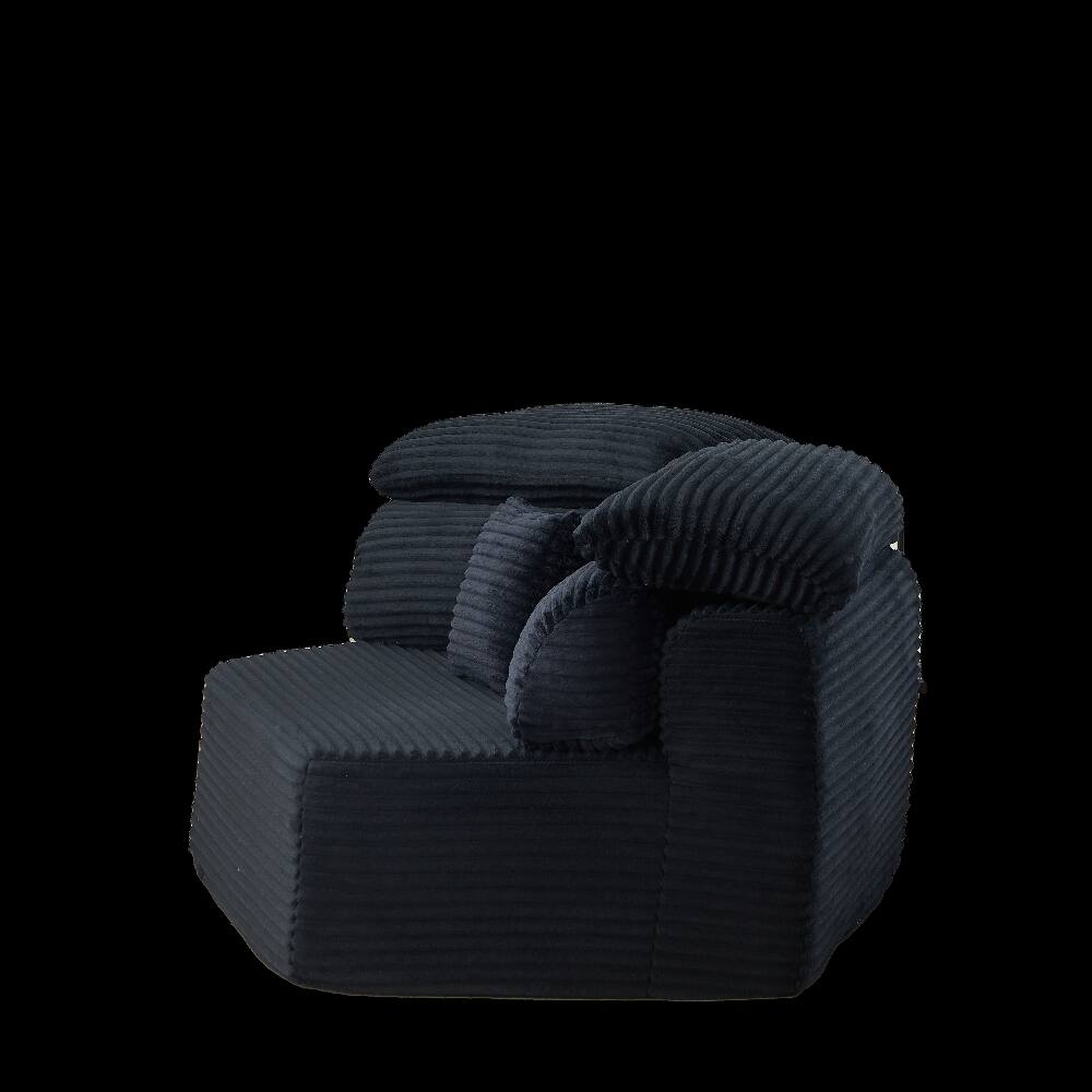 Angle. Loheer - Loheer 53-Inch Modern Modular Sofa Single-Seater Lounge Chair Pentagonal Corduroy Sofa with Enveloping Pillow - Black.