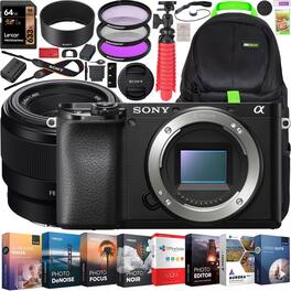 Sony - a6100 Mirrorless Camera 4K Body + FE 50mm F1.8 Lens Kit SEL50F18F Bundle