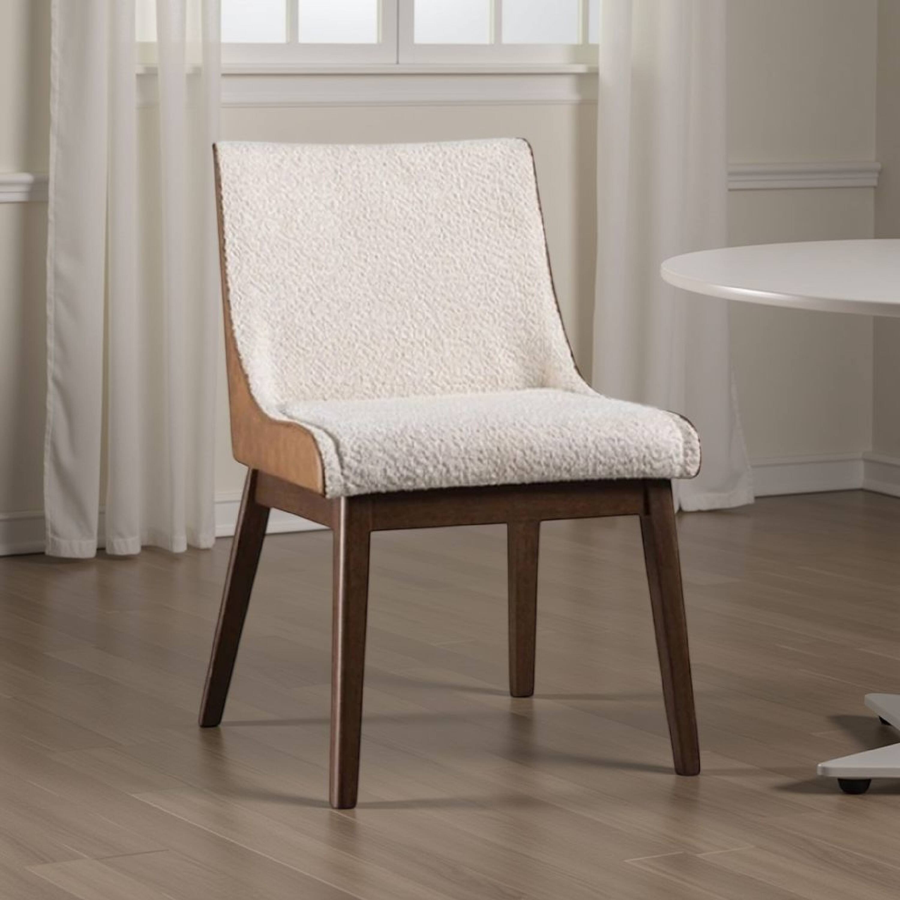 Alt View 5. Manhattan Lane - Iken Side Dining Chair Set of 2, Curved Panel Back, Walnut Brown Wood - Walnut Brown, Beige.