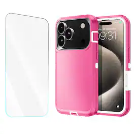 Entronix - 2-in-1 Heavy Duty Case and Screen Protector Bundle for iPhone 17 Pro - Pink
