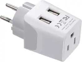 Ceptics - Israel, Palestine Travel Adapter Plug with Dual USB - Usa Input - Type H - Ultra Compact - White