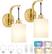 Front. Nordic Hygge - Gold Wireless Rechargeable Wall Sconce Set of Two, 15Colors Battery Operated Wall Lights, 2 Milky Glass Wall Lamps - Gold.
