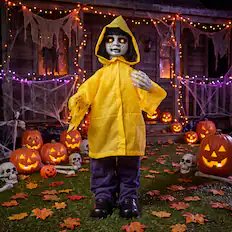 Front. Costway - Costway Animatronic Haunted Boy with Light Up Eyes & Sound Activated Sensor, Indoor Outdoor - Multicolor.