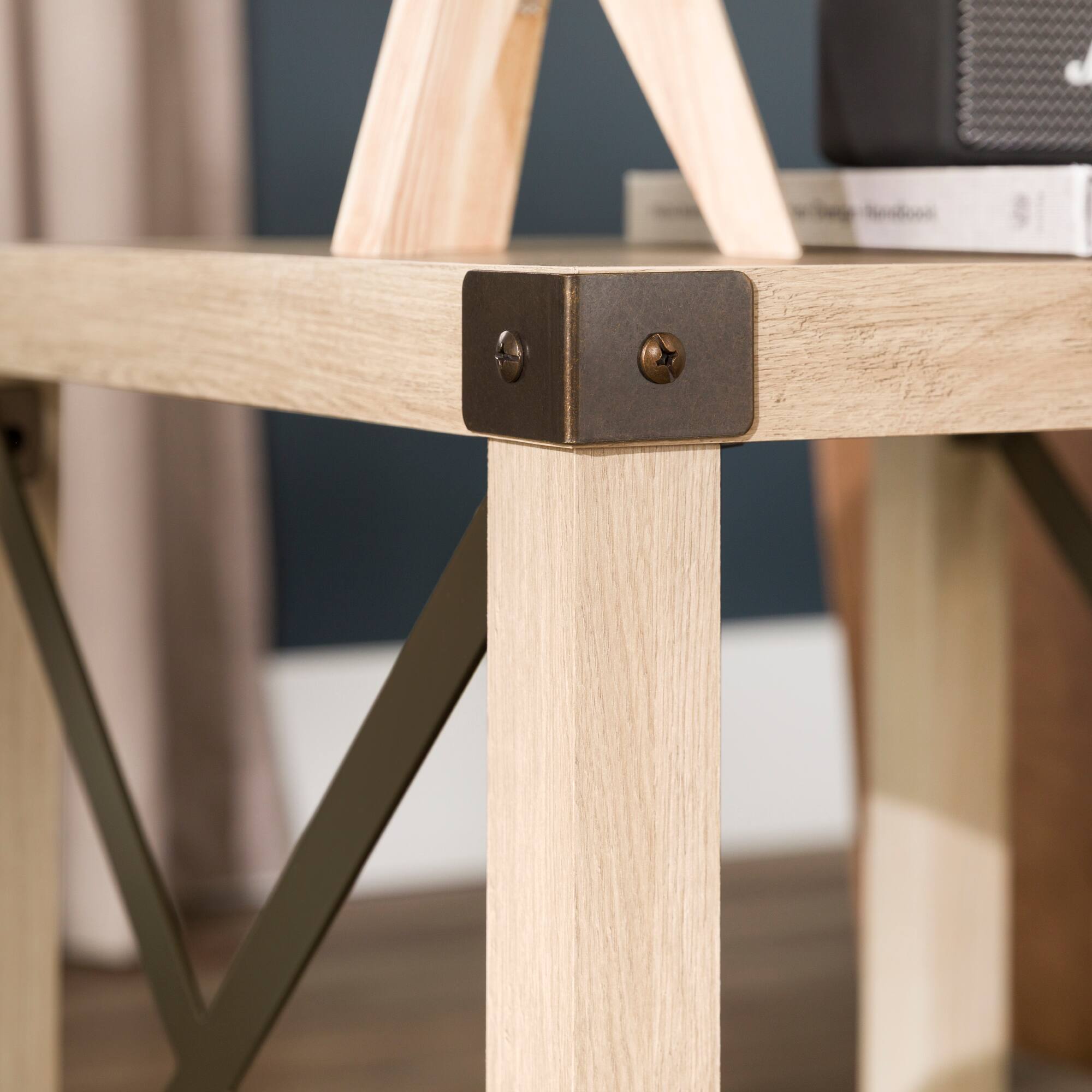 Alt View 14. Walker Edison - Farmhouse Metal Accent Side Table - White Oak.