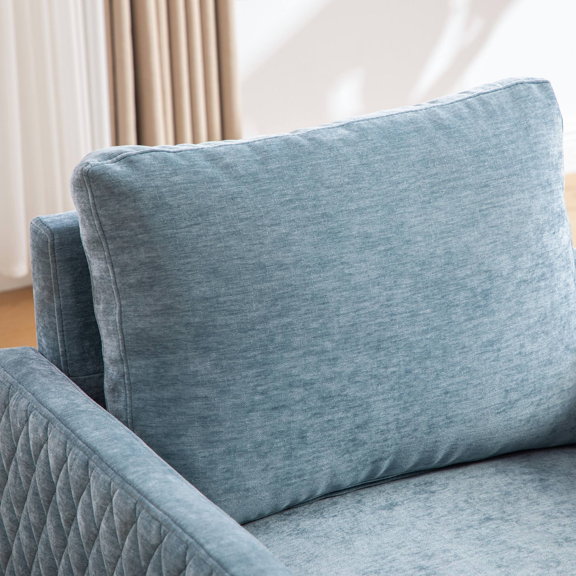 Alt View 7. GOODSILO - Upholstered Swivel Armchair with Hidden Storage and Tufted Armrests for Living Room and Bedroom - Blue.