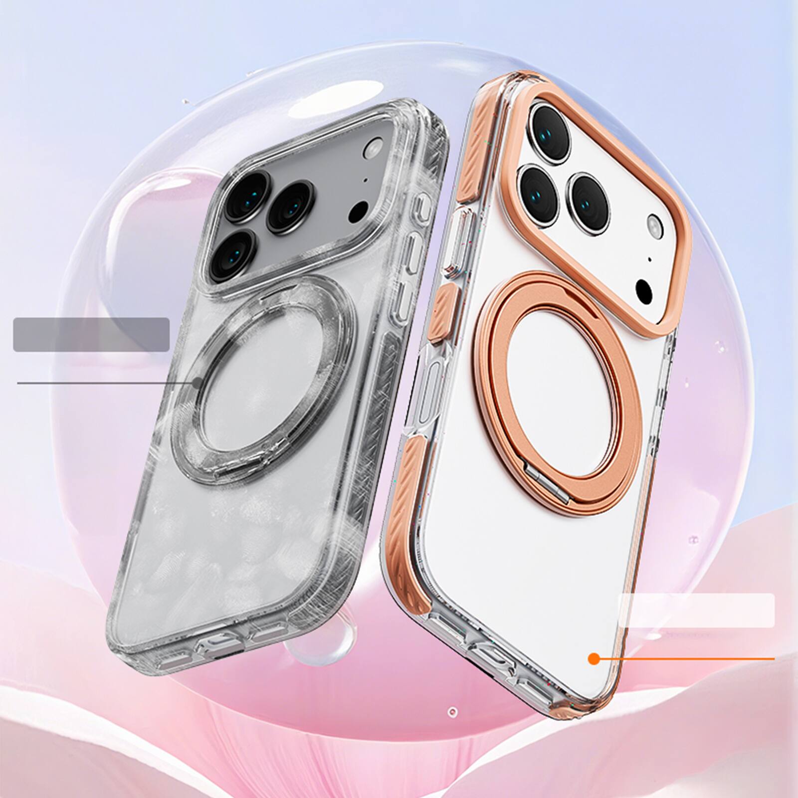 Alt View 2. Dteck - Magnetic Clear Case for Apple iPhone 17 Pro Max with 360 Rotating Ring Stand, Transparent Shockproof Protective Cover - Green.