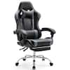Front. Bestier - Gaming Chair - PU Leather Fixed up Armrest Lumbar Support Ergonomic Reclining PC Chair With Rocking Mode & Footrest - Gray.