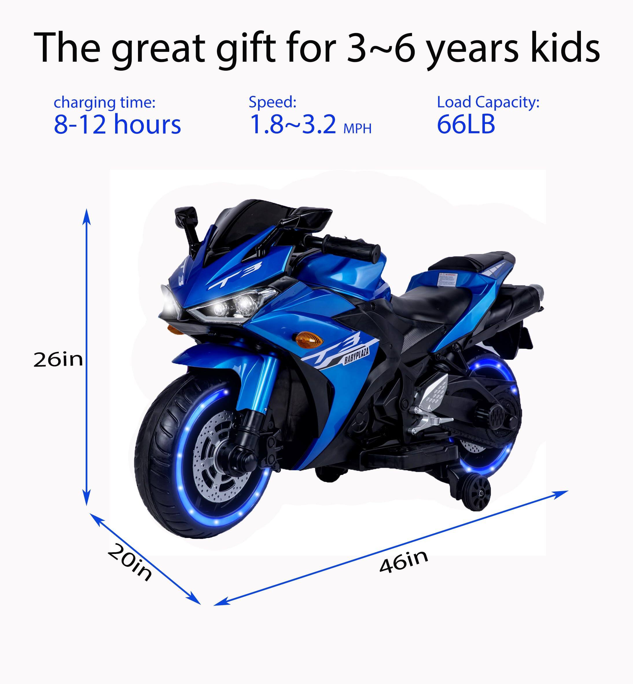 The great gift for 3~6 years kids

- Charging time: 8-12 hours
- Speed: 1.8~3.2 MPH
- Load Capacity: 66LB

Dimensions:
- 26in (height)
- 20in (width)
- 46in (length)