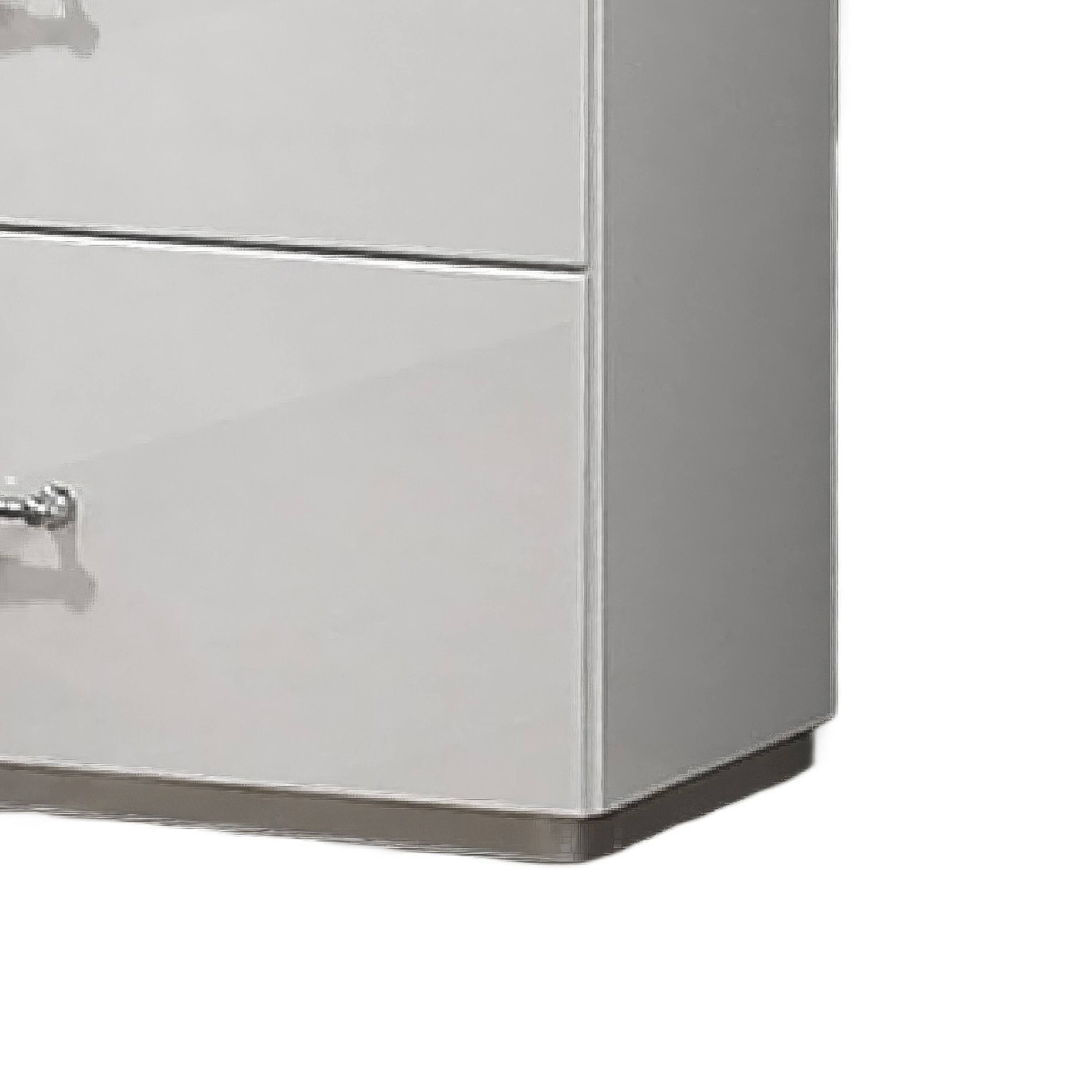 Left. Manhattan Lane - Soha Nightstand, 2 Drawers, Acrylic Handles - White, Chrome.