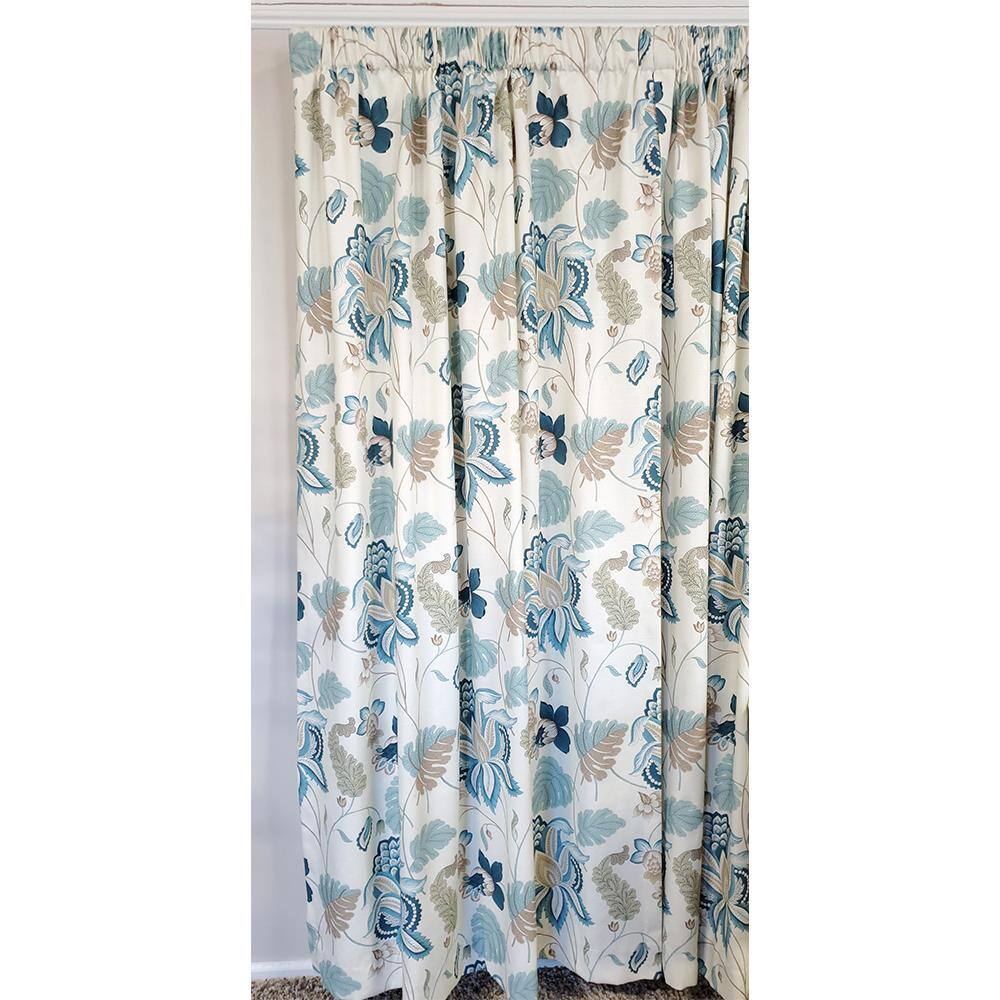 Left. RLF Home - RLF Home Samanta Window Treatment 100% Cotton High-Quality Decorator Fabric Fully Lined Curtain Panels 100" X 96" Blue - Blue.