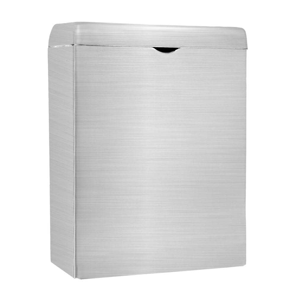 Front. Alpine Industries - Stainless Steel Wall-Mounted Sanitary Napkin Receptacle Trash Can - Silver.