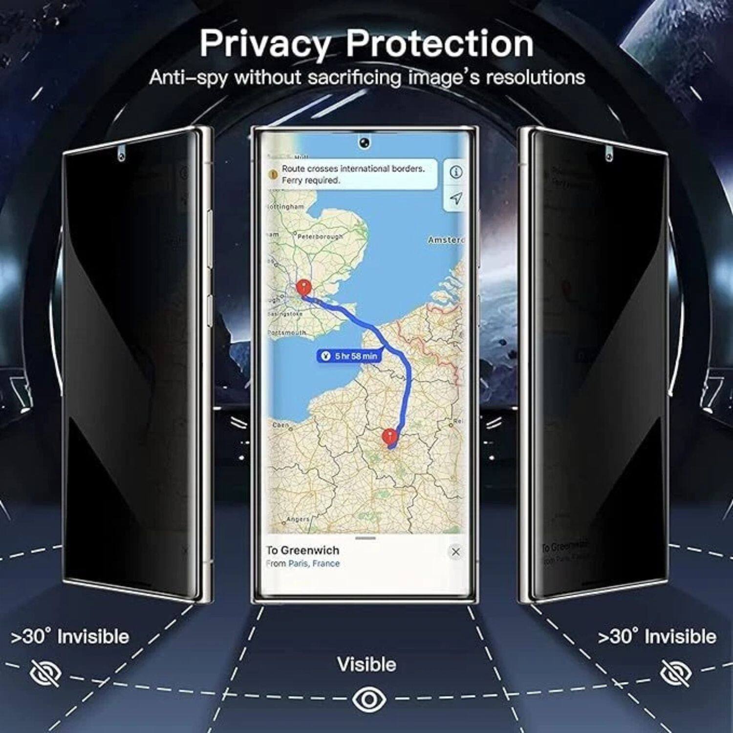 Privacy Protection  
Anti-spy without sacrificing image's resolutions  

Route crosses international borders. Ferry required.  
5 hr 58 min  

To Greenwich  
From Paris, France  

>30° Invisible  
Visible  
>30° Invisible