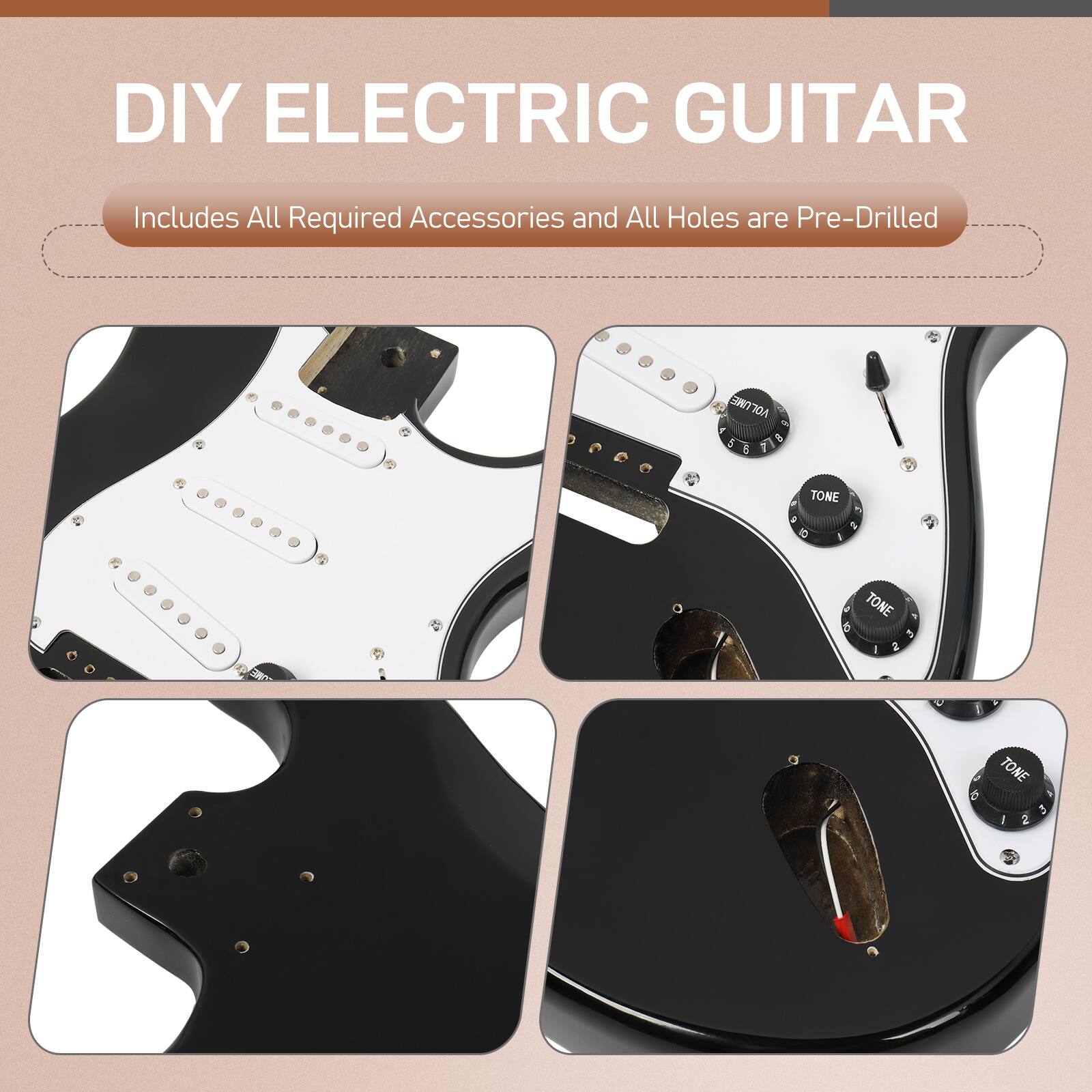 DIY ELECTRIC GUITAR  
Includes All Required Accessories and All Holes are Pre-Drilled