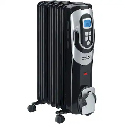 Front. Lifesmart - 1500W Digital Oil Filled Radiator - Black.
