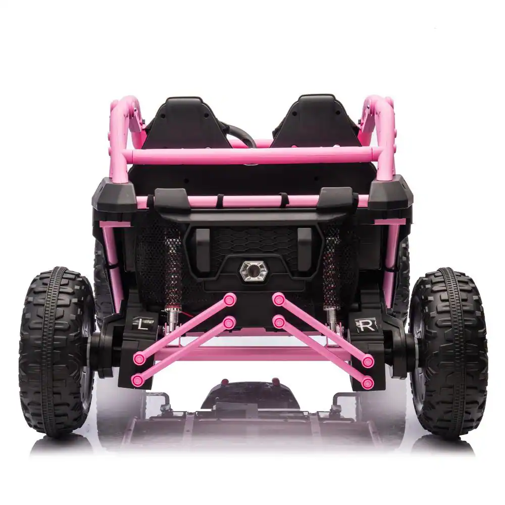 Alt View 1. BreeBe - 24V 2-Seater Kids ride on UTV w/ Remote Control, 400W Motor, 4-Wheel Suspension, Bluetooth, MP3, USB, LED Light, Age 3+ - Pink.