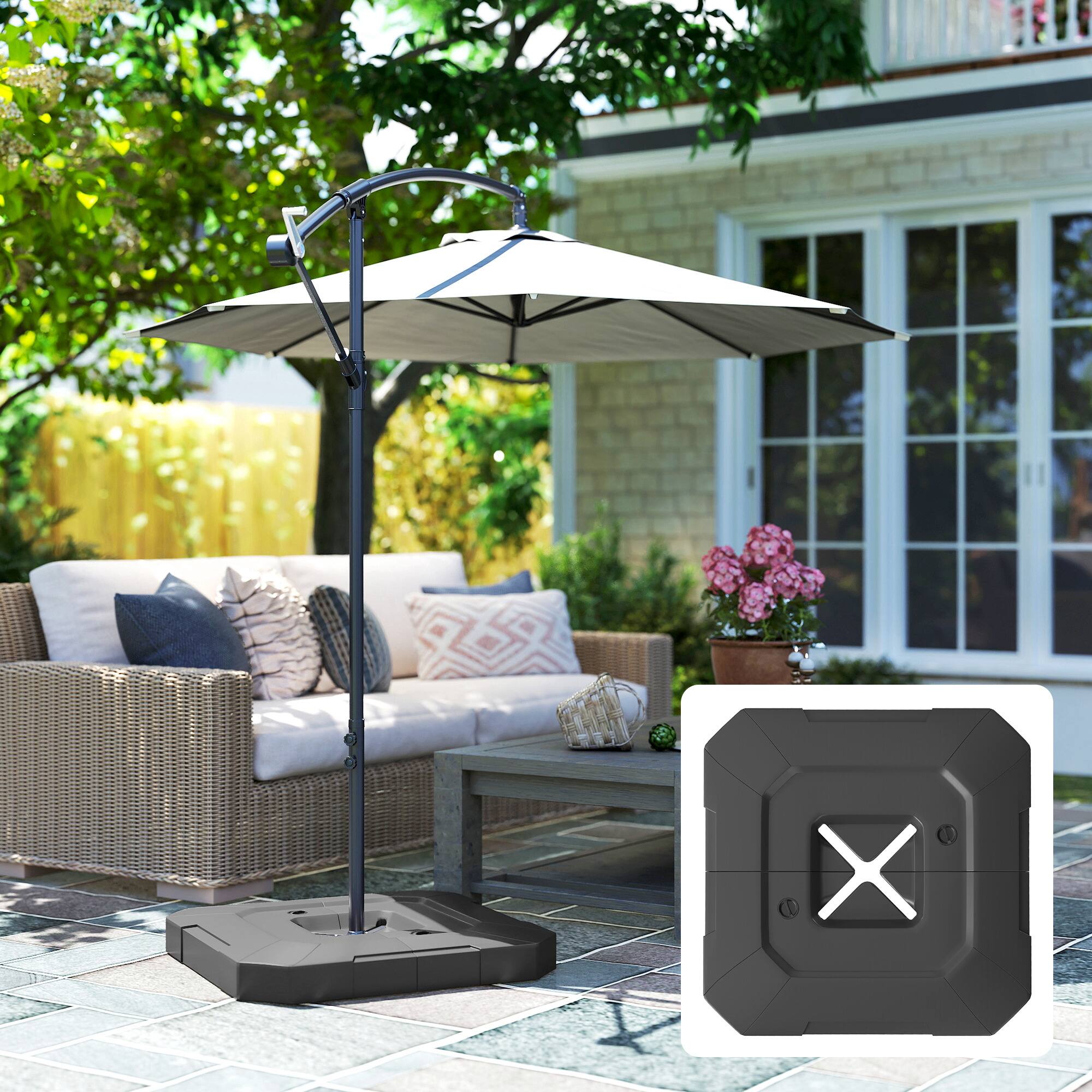 Alt View 8. Outsunny - 2-Piece Cantilever Offset Patio Umbrella Base Weight Set, 231 lb Heavy Duty Fillable Outdoor Offset Umbrella Weights.