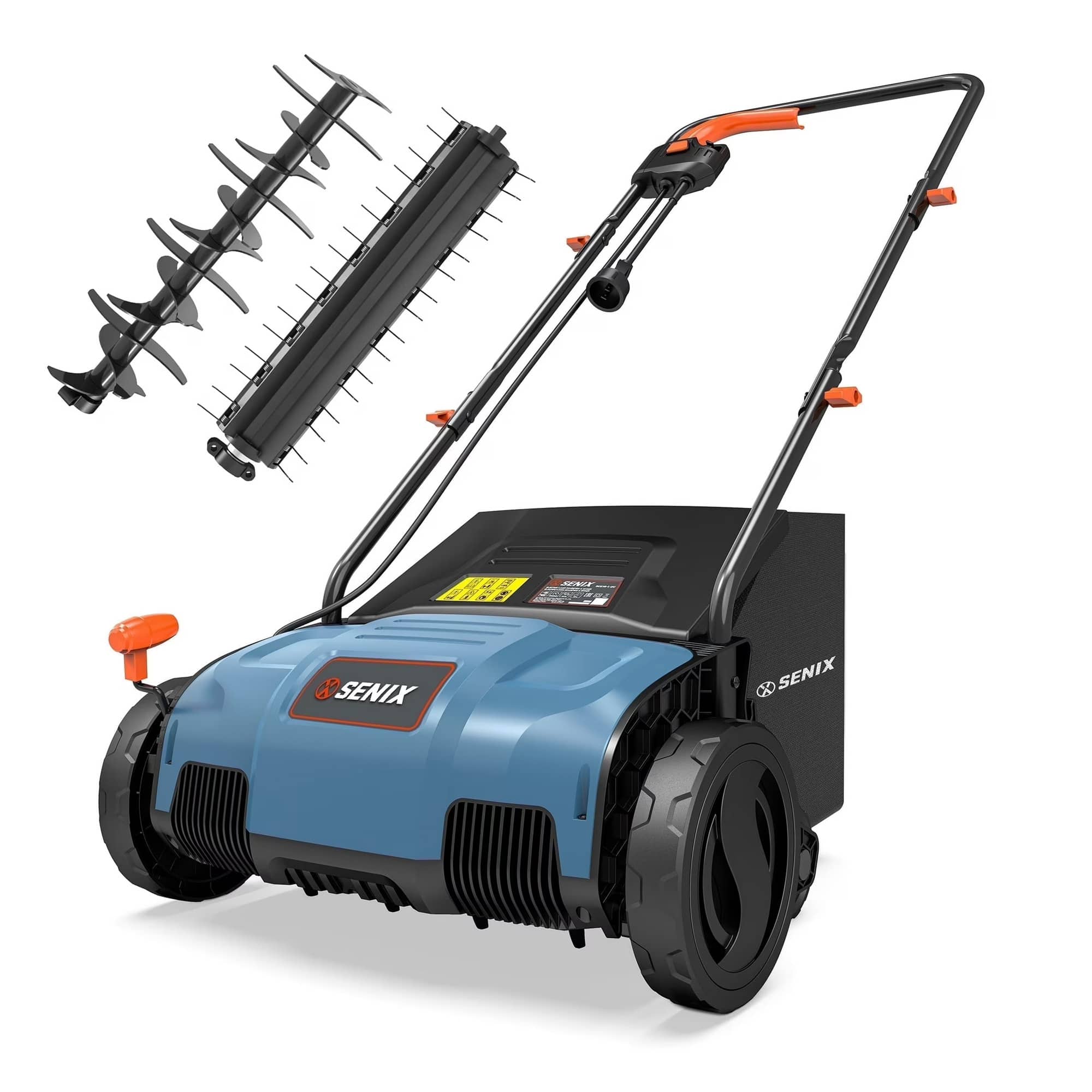 SENIX - 12 Amp 12.6" Corded Electric Dethatcher & Scarifier Combo - Blue