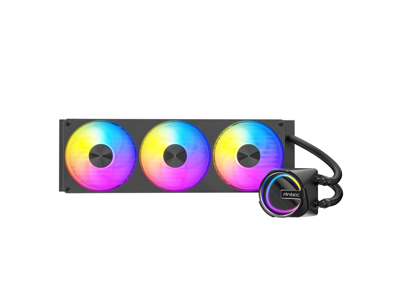Alt View 2. Antec - Antec Skeleton Matrix 360 ARGB Liquid CPU Cooler, 360mm Rad, Single-Frame Fan, Copper Base, Intel/AMD, Black - Black.