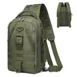 Unique Bargains - Fishing Tackle Backpack for Men Sling or Backpack Style with Rod Holder Waterproof Great for Anglers Boat Fishing - Green