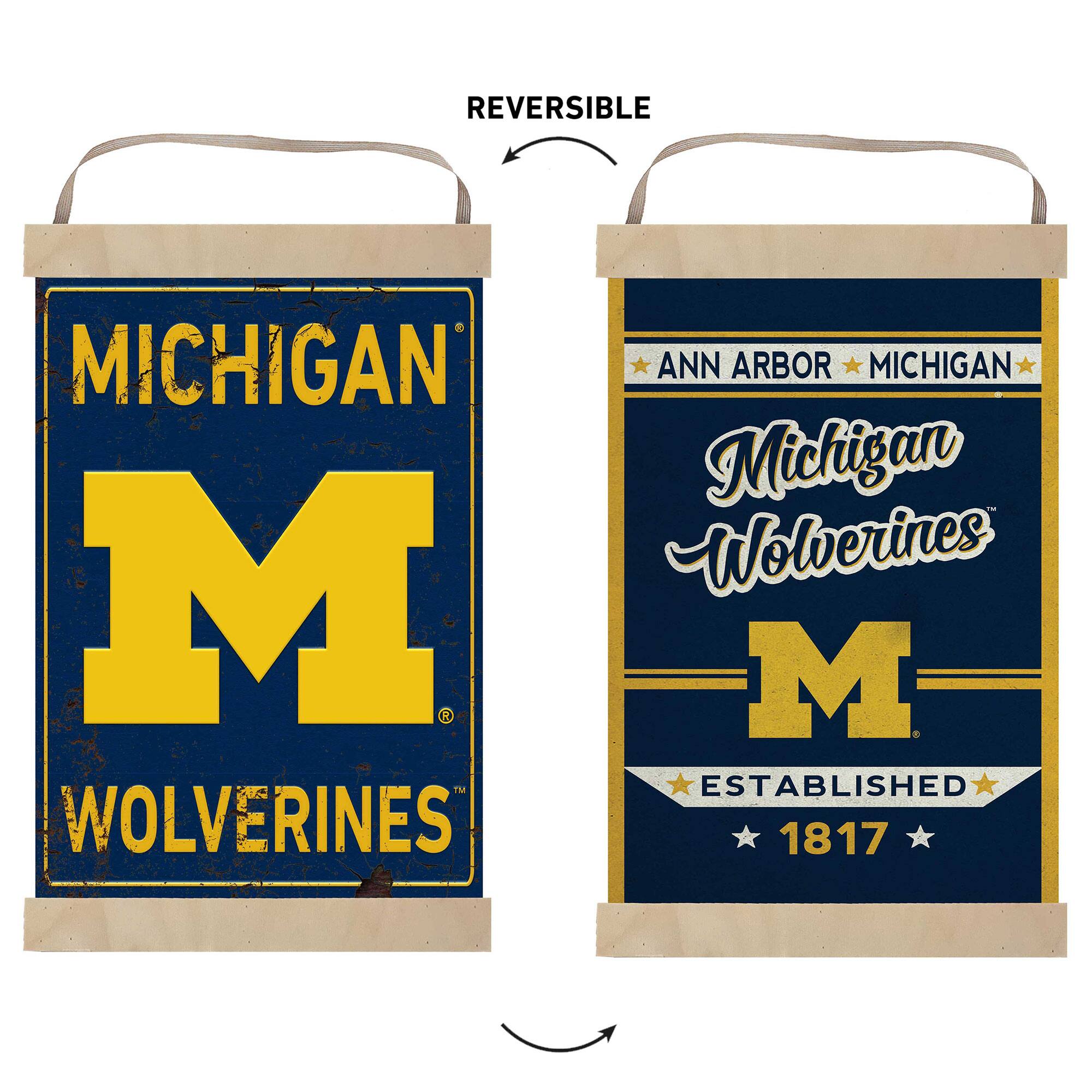 REVERSIBLE  
ANN ARBOR MICHIGAN  
Michigan Wolverines  
M  
ESTABLISHED 1817