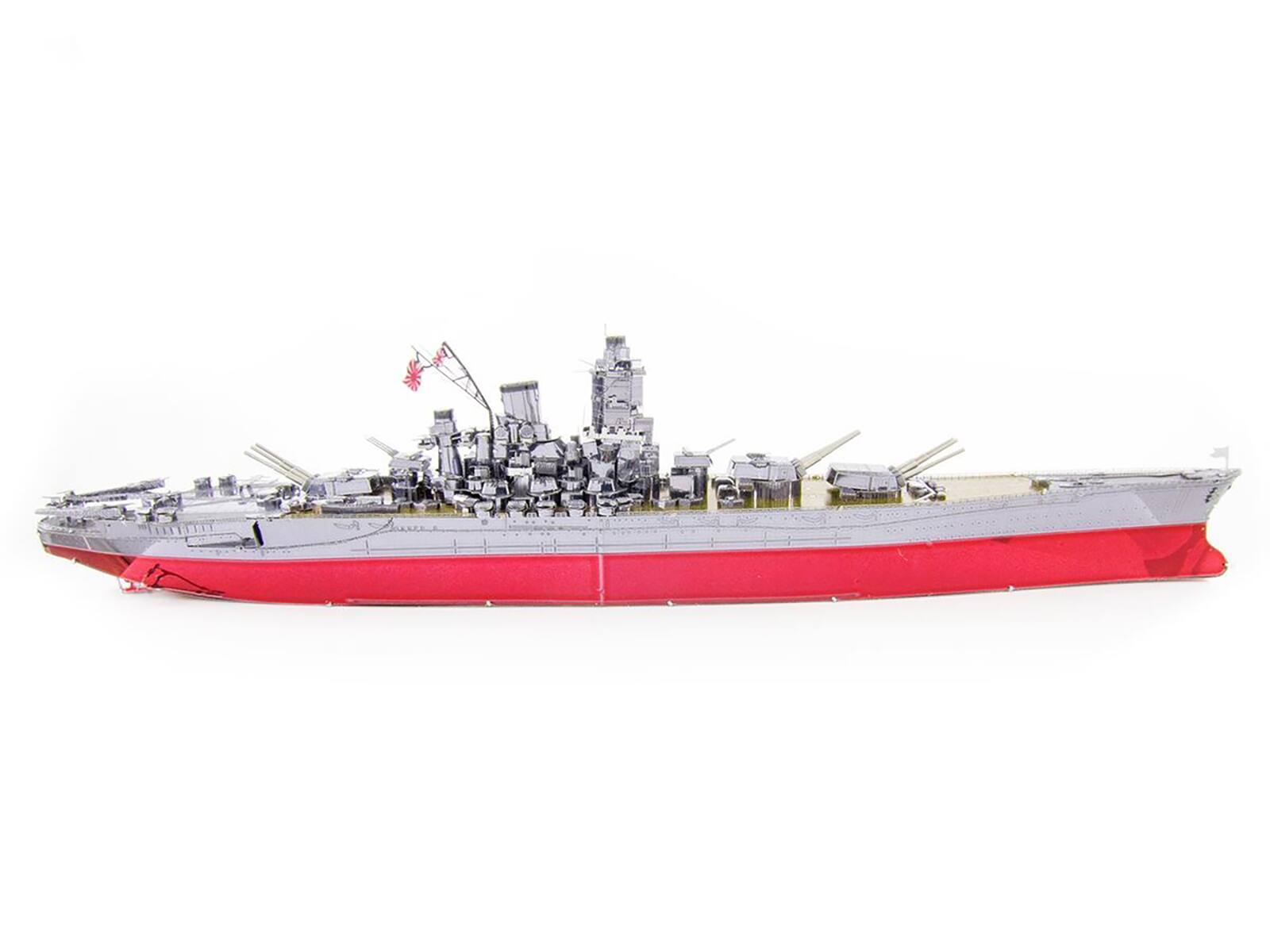 Angle. Metal Earth - Model Kit Yamato Battleship "Imperial Japanese Navy" (Challenging Difficulty) Steel Model by Metal Earth - Pink, White.