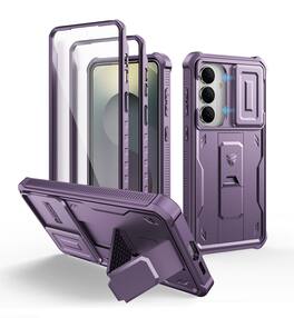 Dexnor - Case for Samsung Galaxy S26+ Plus with Camera Cover,2 Front Frames, Screen Protector, Heavy-Duty Rugged Protective Cover - Phantom Purple